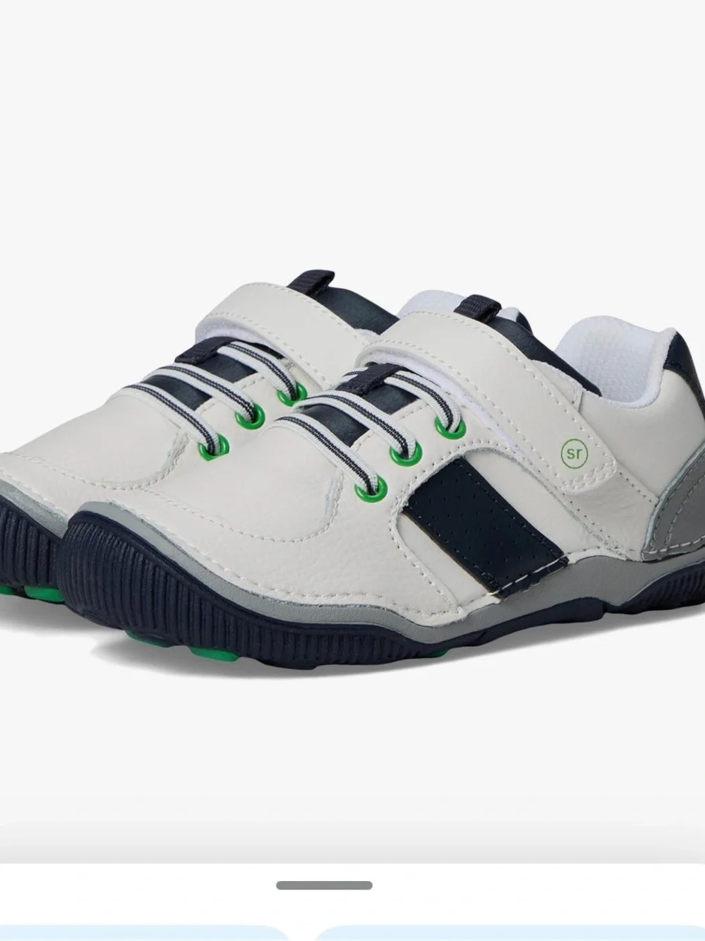 Stride Rite White, Navy & Green Kids Sneakers 011